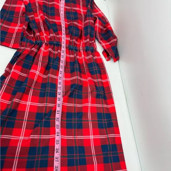 Gretchen Scott Designs Red and Blue Plaid Long Sleeve Dress - Picture 12 of 16